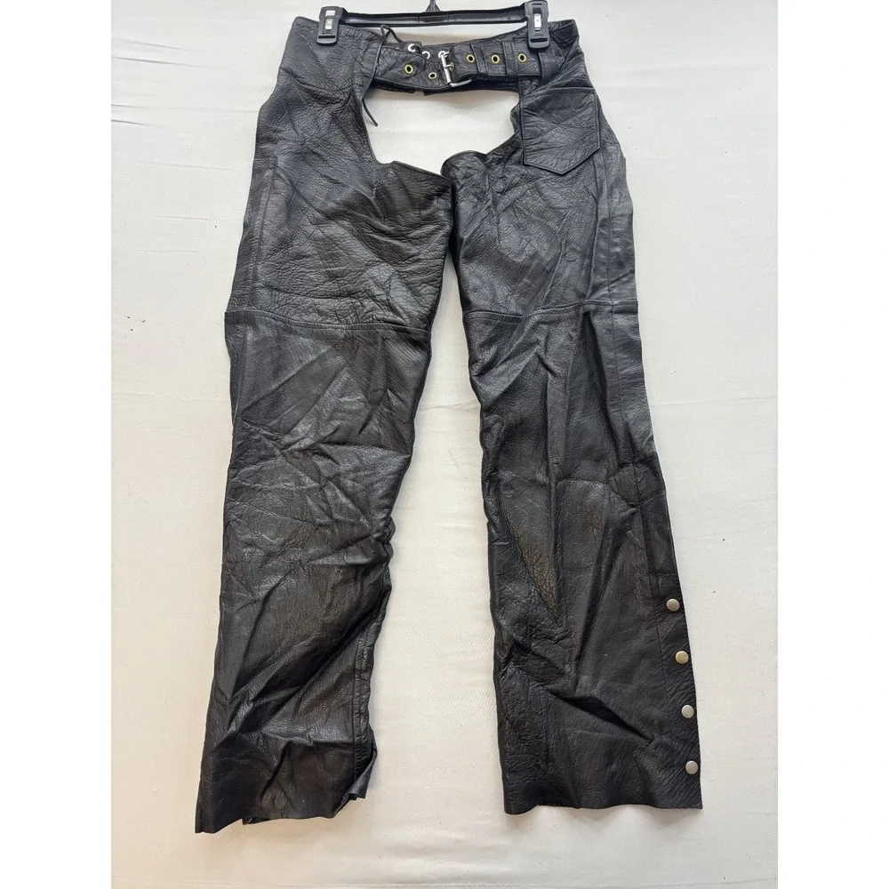 UNIK Leather Apparel Motorcycle Chaps Black XS Unisex Biker Riding Costume